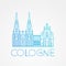 World famous Cologne cathedral. Greatest Landmarks of europe.. Linear vector icon for Koln Germany.