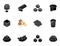 World famous desserts black glyph icons set on white space