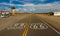 World famous and historic Route 66 signs on road at iconic Roy`s Motel and Cafe in Amboy, California