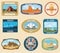 World famous international landmarks vector vintage travel stickers
