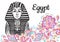World famous landmark collection. Egypt, Cairo. Golden Mask of Pharaoh Tutankhamun. Beautiful vector graphic artwork.