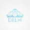 World famous Lotus Temple. Greatest Landmarks of Asia. Linear modern style vector icon symbol of New Delhi, India.