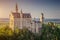 World-famous Neuschwanstein Castle in beautiful evening light, Bavaria, Germany