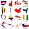 World flag map sketches collection 03