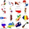 World flag map sketches collection 10