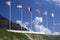 World flags infront of Dr. Wathey Pier. Philipsburg