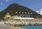 World flags infront of Dr. Wathey Pier. Philipsburg