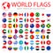 World flags vector collection. 63 high quality clean round icons.