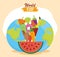 World food day, planet filled fruit vegetables various ingredients, healthy lifestyle