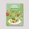 World food day Poster design with Salad, tomato, lemon, lime, mint  watercolor illustration