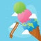 World food day with world shape in ice cream vector