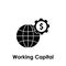 world, gear, dollar, working capital icon. One of business collection icons for websites, web design, mobile app