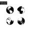 World globe black and white flat icons