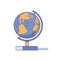 World globe flat hand drawn vector color icon