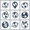 World globe related icon set