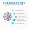 World, Globe, Setting, Technical Line icon with 5 steps presentation infographics Background