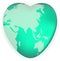 A world globe in the shape of a heart symbol. Concept for loving travel, or loving the world