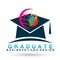 World Graduates people globe logo icon successful graduation students bachelor icon element on white background