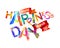 World Happiness Day. March 20. Holiday card. Triangular letters