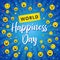 World Happiness Day, smiling icons banner