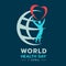 World health day banner with abstract human hold heart and world sign vector design