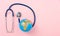 World health day concept, Stethoscope, globe