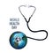 World health day concept with stethoscope globe background