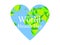World health day. The continents of the planet earth in the heart. Festive banner. Vector
