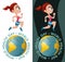 World Health Day illustration with globe and running sports girl.