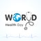 World health day lettering and heartbeat