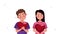 World heart day animation with couple lifting hearts