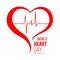 World heart day banner with red heart and wave heart human sign vector design