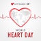 World Heart day with earth and pulse trace