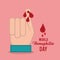 World hemophilia day hand finger with blood drops