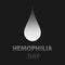 World hemophilia day, white halftone dotted blood drop on black background. Vector illustration EPS 10.