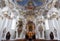 World heritage wall and ceiling frescoes of wieskirche church in bavaria,