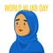 World hijab day web banner  isolated. Beautiful muslim