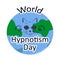 World Hypnotism Day, celebrate Hypnotism Day vector symbol.The Cat Hypnotizes the Earth.