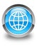 World icon glossy cyan blue round button