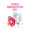 World immunization day concept, vector flat style