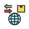 world import and export color icon vector illustration