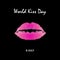 World Kiss Day. 6 July. Watercolor pink lips. Imprint of lips and kiss. Print. Vector illustration on a black background