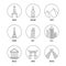 World landmark line art icons set