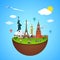 World landmarks concept. Vector illustration for travel design.