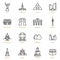 World Landmarks - Vector Line Icon Set - Part III