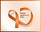 World leukemia day banner with orange ribbon symbol for solidarity campaign