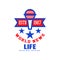 World Life news logo original design estb 1987, social mass media emblem with microphone, breaking and live news badge