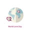 World love day concept with hearts and Earth globe