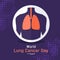 World lung cancer day banner with orange and purple lung human in circle sign vector design