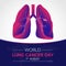 World lung cancer day banner with Purple and pink gradient lung cancer sign vector design